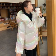 여성 겨울 유광패딩 웰론 후드패딩 점퍼 3컬러