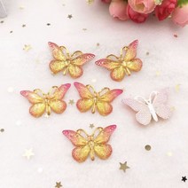 신제품 수지 25x38mm 블링 컬러풀 나비 플랫백 라인석 1 홀 장식품 DIY 웨딩 아플리케 공예 W75 10 개, yellow
