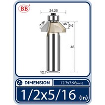 드라이월커터 베벨 모따기 라우터 비트 베어링 45도 플러시 트리밍 테이퍼 목공 diy, [10] 1-2x5-16(45deg), 10 1-2x5-16(45deg)