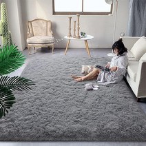 DweIke 매우 부드러운 섀기 러그 카펫 1.2 x 1.8m(4 6피트) 거실 침실용 플러시 부분 여자 아이 방을 위한 푹신한 십대 방 장식용 샤그 스트라이프 브라운, Grey