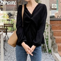 [립걸]블리 꼬임 셔링블라우스