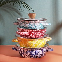 해피스타트 하코야 마블 법랑 양수 전골냄비, 블루, 19cm
