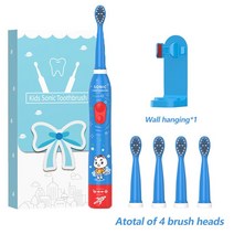 어린이 소닉 전동 칫솔 키즈 3 12 세 클리닝 케어 구강 박테리아 4 교체 용 브러시 헤드 USB 충전, [05] 05