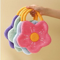 플라워 핸드타올 어린이집 유치원 주방 세안 고리 극세사수건