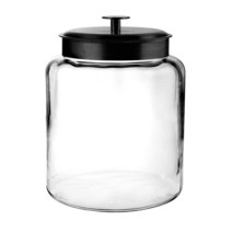 Anchor Hocking Montana 신선한 밀폐 뚜껑이 있는 유리병 블랙 메탈 1.363g(48온스) (4개 세트) -179929, 2 Gallon