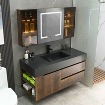 원목 수납 하부장 블랙 세면대 욕실 케비닛 싱크 700, 80cm 블랙 세면대 + 수납 거울