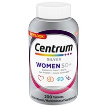 centrum silver 여성용 종합 비타민 50 플러스 종합 비타민종합 미네랄 보충제 비타민 d3 b 비타민 비 gmo 성분 노인의 기억력 및 인지 지원 - 200ct