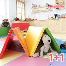 1+1 플레이베베 놀이방 폴더매트 층간소음방지매트 4단(160x200), 레체그레이