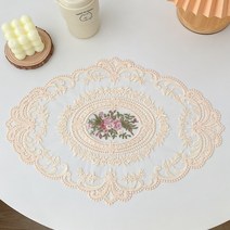 [신혼일기] 레이스 프로럴 자수 테이블 매트 [5color], 1개, 회베이지