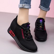도오빠 두지예 여성 메쉬 운동화 런닝화 2.5CM 로우힐 통굽 플랫 레이스업 레터링 무지 통기성 스니커즈 사계절 여자운동화 신발