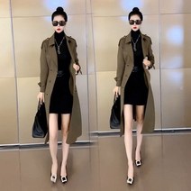 여성 맥코트 싱글 코트 베이직 롱 트렌치 더플