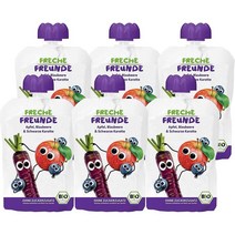 독일 FRECHE FREUNDE 1살 사과 블루베리 흑당근 아기 과일 퓨레 스퀴즈 파우치 6X100g, 2팩, 100g