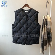 셀럽당 추동패딩조끼 여숏런닝 다이아체크패딩코트 조끼나시코트