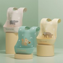 다람쥐 애니멀 일회용 턱받이 2개 40p 도 아기 방수 자기 주도 부직포 조이멀티 이유식 앞치마 외출용 유아