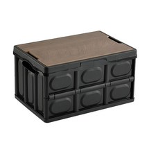 베어하이크 대용량 캠핑 테이블 폴딩박스 + 우드상판, 55L, 블랙