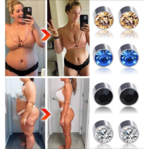 Rugravy 남녀 공용 디톡스 귀걸이체중 감량 귀걸이흡인 살빼기 이어링 자기 림프 1+1, 블랙 x4