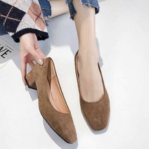 [KT알파쇼핑]여성용 세무 신발 갈색 편한 낮은굽 구두 봄패션 코디