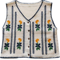 이유무무 여성 꽃자수 복고 니트 가디건조끼