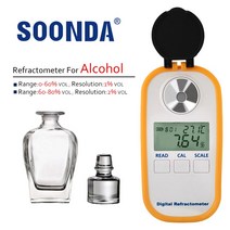 자동 디지털 알코올 측정기 0-80 V/V 비중계 굴절계 영혼 주류 양조 측정 동심원 1 VOL, 0-80 알코올 - 상자 없음