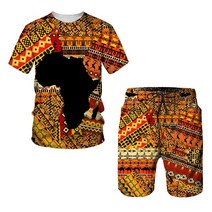 아프리카 인쇄 여성/남성 t-셔츠 세트 Dashiki 남성 Tracksuit/탑/반바지 스포츠 및 레저 여름 정장