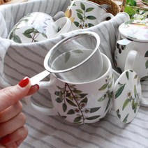 도자기 뚜껑 있는 컵 티망 티 머그컵 녹차컵 거름망, 체리