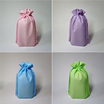 부직포 복 주머니 15장1묶음 연분홍 연보라 연파랑 연두색 더스트백 조리개형 다용도 주머니 선물포장