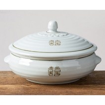 여주도자기 희고백자 찜기 뚜껑 있는 전통 죽그릇 탕기 한식기, 희고백자찜기 대(뚜껑포함)