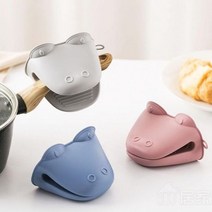 주방잡화 장갑 베이킹 실리콘 주방 방열 냄비 손잡이 오븐 악어, 블루, 색상:블루