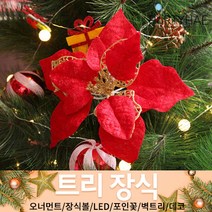 (주)파티해 크리스마스 트리 장식1 A-D - 오너먼트 소품 장식볼 포인꽃, D07_포인꽃장식(22cm)-레드