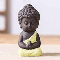 부처님 불교악세사리 석가모니상 불상 석불 1pcs 작은 동상 작은 명상 스님 미니어처 공예 동상 클레이 미니 중국 불교 선 승려 불교, 노란색