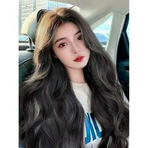 모발 볼륨 리얼 헤어 웨이브 긴 곱슬머리 정수리 U자형 무봉제, 상세 페이지 참고, 내츄럴 블랙 60cm+ 관리 도구