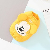 강아지패딩 반려동물옷 반려동물겨울옷 미키 마우스 3d 인쇄 개 옷 겨울 따뜻한 애완 동물 코트 만화 코튼, 05 Yellow_05 XL