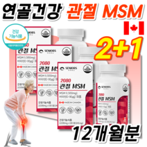 식약처인증 캐나다 약국 홈쇼핑 MSM 먹는 식이 유황 비타민D 엠에스엠 MSN 관절뻣뻣 허리 무릎 어깨 물렁뼈 관절 연골 힘줄 인대 MSM 에좋은 음식 운동선수 영양제 약 12개월, 120정 x 3통, 3개