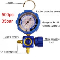 매니폴드 게이지 압력 게이지 매니폴드 압력계 r410a r22 r134a r404a 공기 상태 냉매 계 밸브 800psi500psi(시각 거울 포함), 자주색