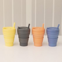 와글 접이식 실리콘텀블러 475ml 마카롱텀블러 휴대용 친환경 빨대컵, 블랙, 475ml / 16oz