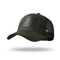 116821 American Flag Trucker Hat 스냅백 모자 남성 여성용 야구 통기성 메쉬 측면 조절 가능한 핏 캐주얼웨어용, 올리브/블랙, 올리브/블랙