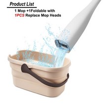 Eyliden 무료 손씻기 평면 걸레 PVA 스폰지 헤드 360 회전 매직 가정용 주방, Bucket 1Mop 1 Heads_CHINA