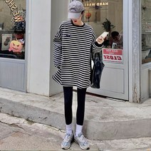 임부복 포트룩 루즈핏 미디 스트라이프 맨투맨 ins 러쉬
