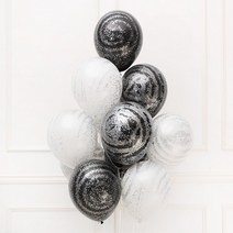 헬륨풍선 그래피티 메탈릭실버 블랙앤 화이트 10개묶음[특별 헬륨당일배송 강남지역 이벤트], 10:00 - 11:00, 은박무게추[색상랜덤]
