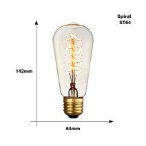 레트로 에디슨 전구 e27 220 v 40 w st64 a19 a60 g80 g95 t10 t45 t185 필라멘트 앰플 백열 빈티지 램프, ST64 Spirai_E27 220V