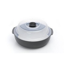 레몬글라스 스마트 전자레인지 찜기 라면용기 소형 0.55L + 중형 1.2L / 대형 2.6L / 블랙 그레이, 전자레인지찜기 양손 뚜껑형, 대형 2.6L 그레이