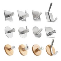 못없이 액자걸기 홈인테리어 벽걸이 후크 벽부착 벽고정 넥타이 접착고리 주방 책가방, 원목 원형 홀