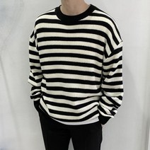 라운지21 남자 오버핏 데일리 스트라이프 니트