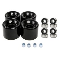 롱보드 스케이트보드 휠 60mm 78A 베어링 포함 4개 세트 크루저 롱보드용 교체 휠, 블랙 블랙 커버, PU