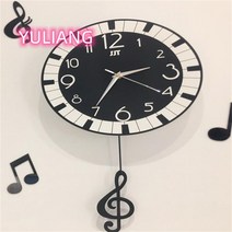 피아노건반시계 음표시계 피아노학원인테리어 아날로그벽시계 거실시계 북유럽풍 Esyuse 증정, 39x66cm 건반시계