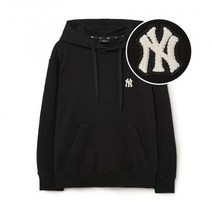 MLB 엠엘비 베이직 스몰로고 오버핏 후드티 NY Black 3AHDB0134 50BKS