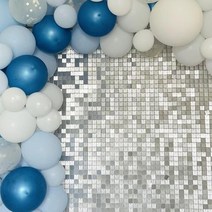 포토존 생일 웨딩 사진 베이비 샤워 장식 스팽글 쉬머 벽 배경 패널 실버 개 강아지포토존, matt silver+S