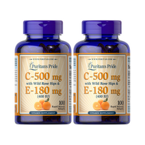 [1+1] 비타민C 500mg & 비타민E 180mg 100정 [퓨리탄프라이드 한국공식판매원], 2개