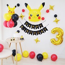 포켓몬 피카츄 생일풍선 세트 8종 포켓몬풍선 골드숫자은박 블랙생일가랜드 포함, 숫자은박(10)