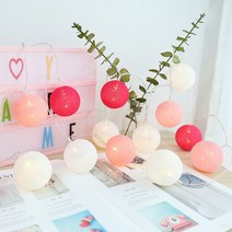 에이링크 LED 코튼볼 20P 20구 줄조명 크리스마스 소품 조명 가랜드 건전지타입, 05.[화핑크그린] 20P [건전지3EA포함]